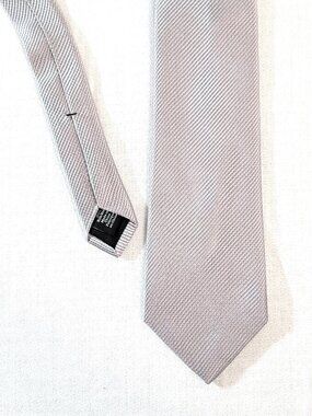 Nordstrom Mens Shop Silk Tie Silver Grey Textured Solid Woven Pattern Wedding